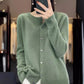 Fashion Merino Wool Cardigan Sweater Women O-Neck Long-sleeve Cashmere Knitwear Spring Autumn Female Clothing Tops