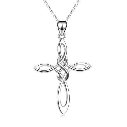 Collier avec pendentif en forme de nœud celtique en argent sterling avec chaîne vénitienne