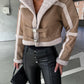 Fur Integrated Short Large Lapel Jacket High-end Leather Ring Design