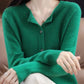 Fashion Merino Wool Cardigan Sweater Women O-Neck Long-sleeve Cashmere Knitwear Spring Autumn Female Clothing Tops