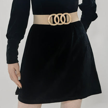 Ceinture pour femmes, décoration haut sens, avec robe de costume avec manteau, boucle circulaire géométrique, ceinture large