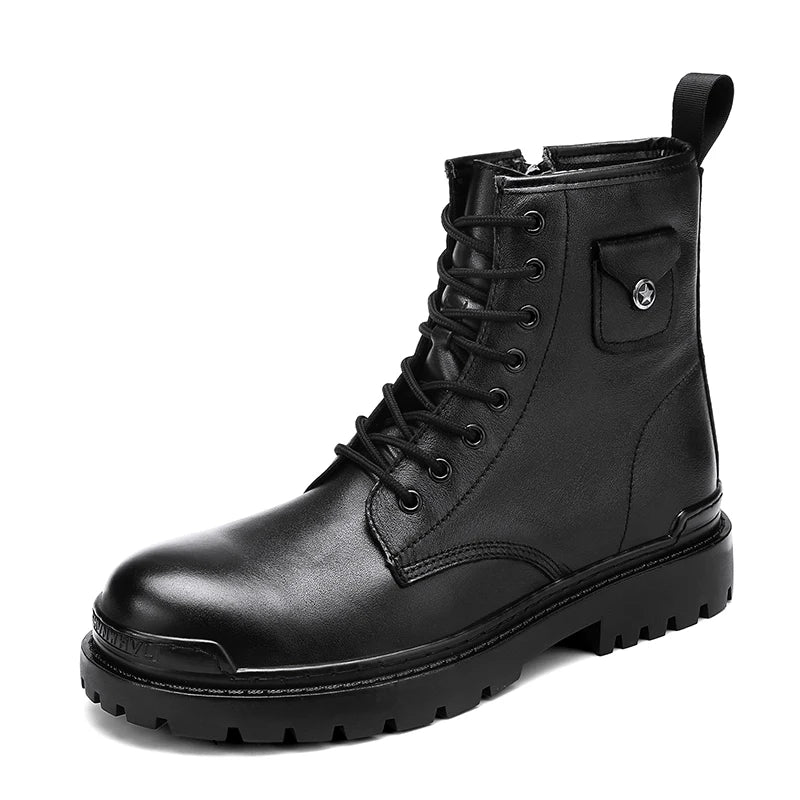 Men and women Martin boots leather boot fashion warm snow shoes Dr. motorcycle boots black couple unisex boots 38-45