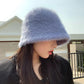 Hat winter women's fashion Solid color rabbit fur hat bucket cap  fisherman's hat retro knitted wool basin Bucket Hat