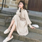 2024 Autumn Winter Lantern Sleeve Long Women Dresses Female Knitted Warm Dress Ladies A Line Knit Pullover Sweater Vestidos E13