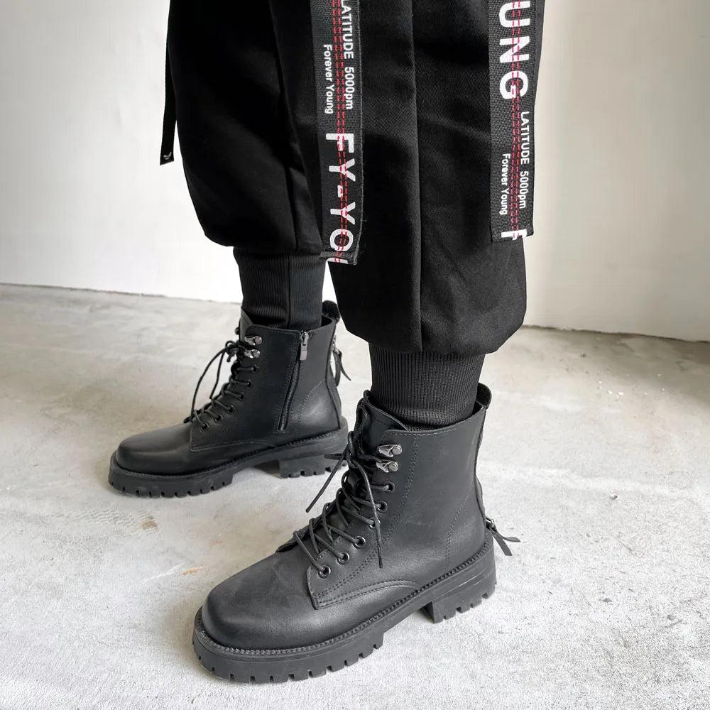 Women Cargo Pants Fashion Punk Pockets Jogger Trousers With Chain Elastics High Waist Streetwear