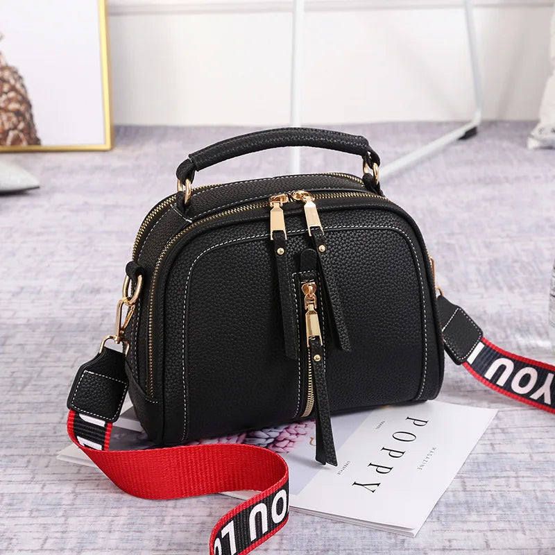 Fashion Hit Color Shoulder Bags for Women Female PU Leather Crossbody Messenger Bags Small Handbag Wide Strap Purse