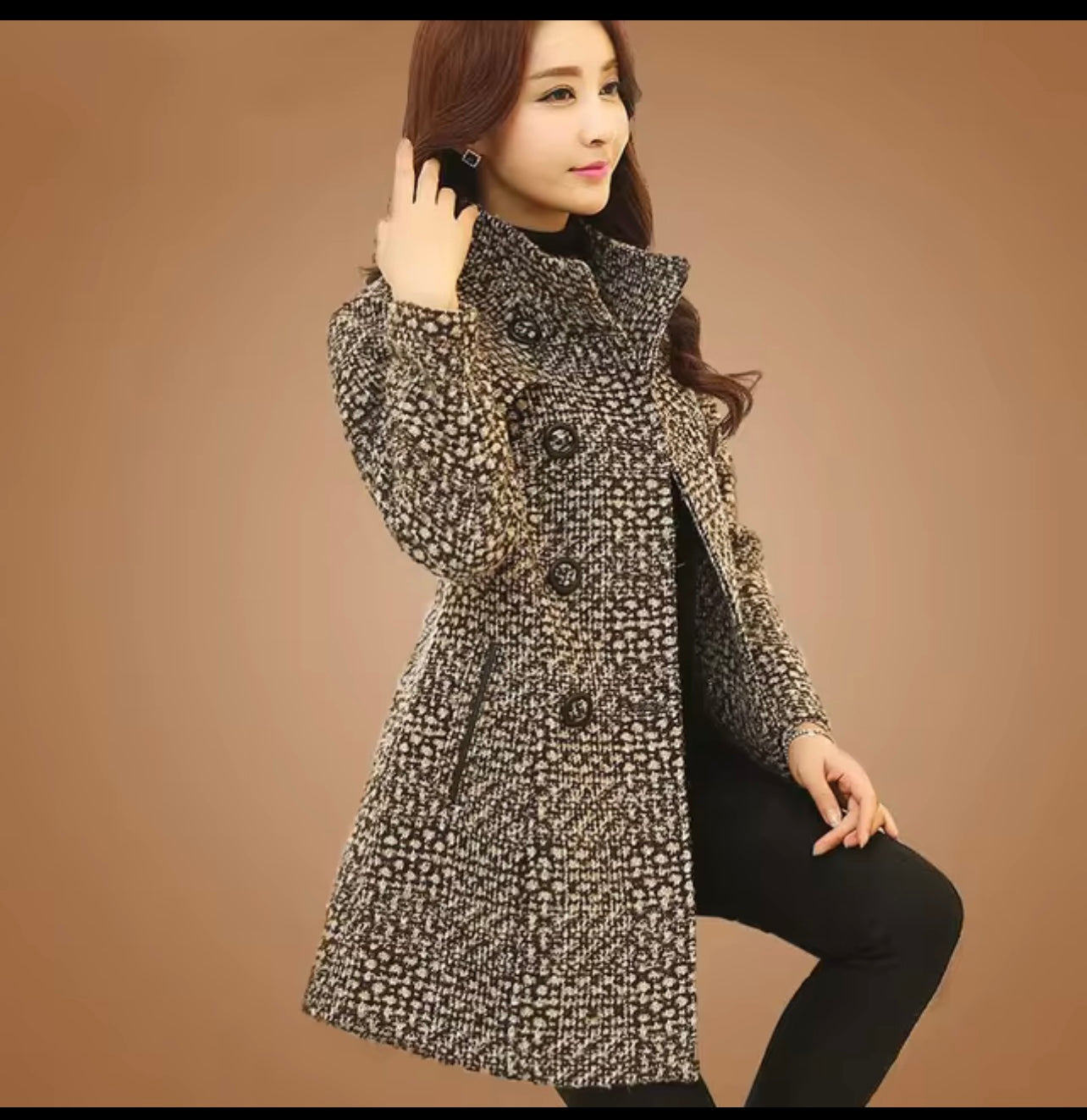 Woolen Jacket Women's Mid Length 2024 Autumn/Winter New Korean Version Loose Plaid Add Cotton Thicken Warm Woolen Coats Female