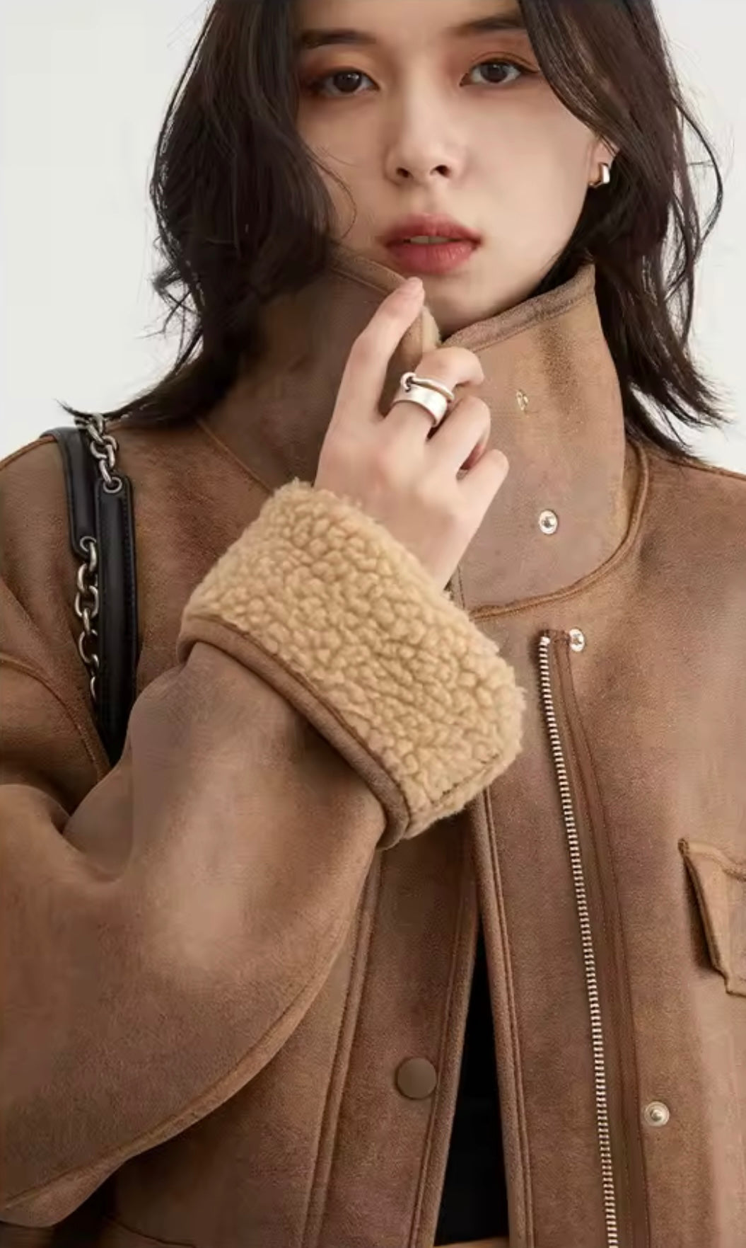 2025 New Retro Loose Vintage Lamb Wool Suede Reversible Thick Coat for Women Winter