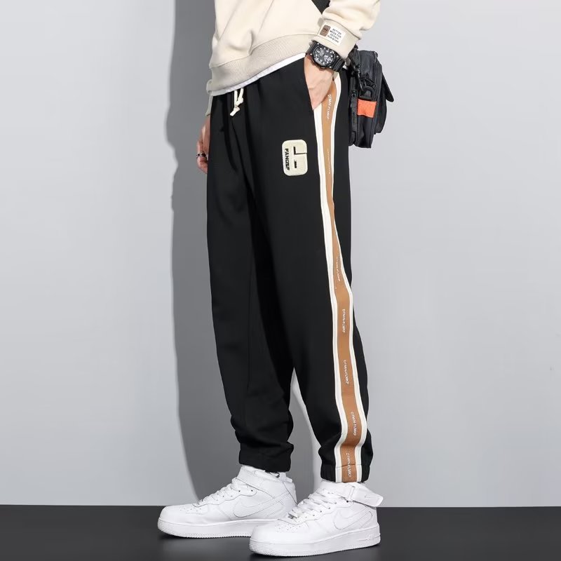 Summer Overalls Men&amp;amp;#039;s Korean Style Trendy Slim-fit Sports Pants Color Matching Ice Silk Cropped Pants With Long Feet Casual Pants