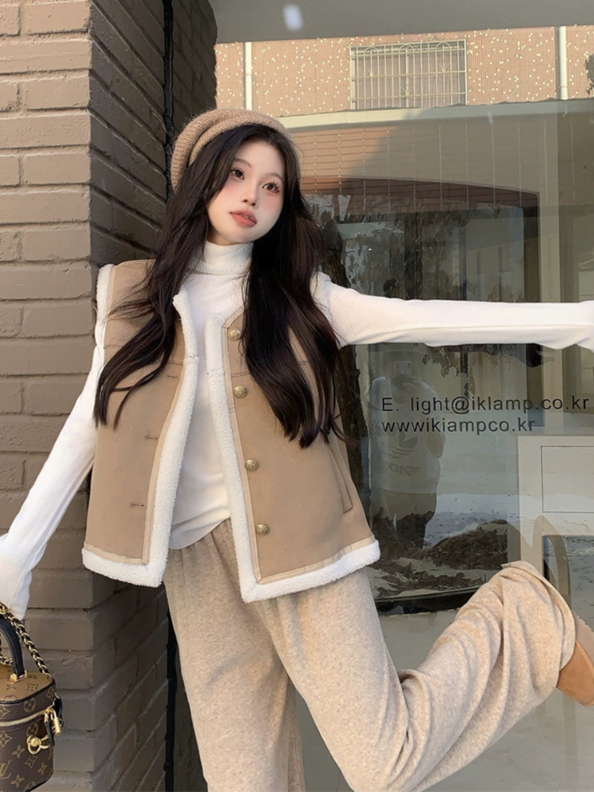 Imitation Lamb Wool Vest Jacket For Women Winter New Style French Retro Thickened Warm Outer Sleeveless Vest