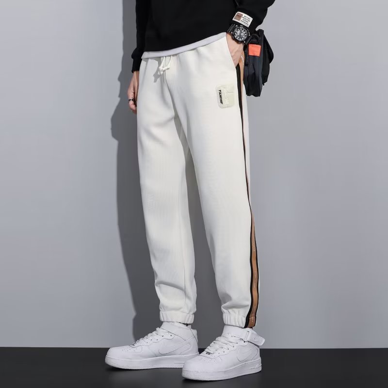 Summer Overalls Men&amp;amp;#039;s Korean Style Trendy Slim-fit Sports Pants Color Matching Ice Silk Cropped Pants With Long Feet Casual Pants