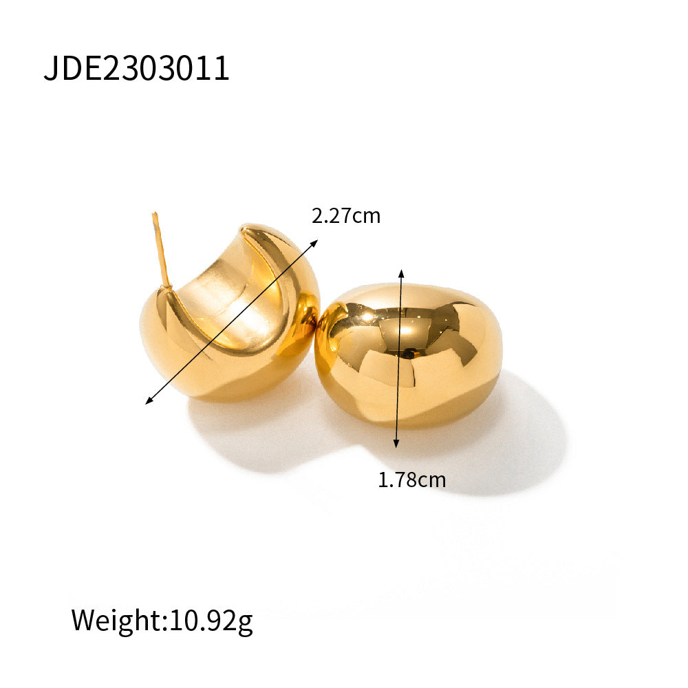 High Design Sense 18K Gold Chubby Water Drop Titanium Steel Earrings INS Female Fashion Joker Geometric Earrings Wholesale