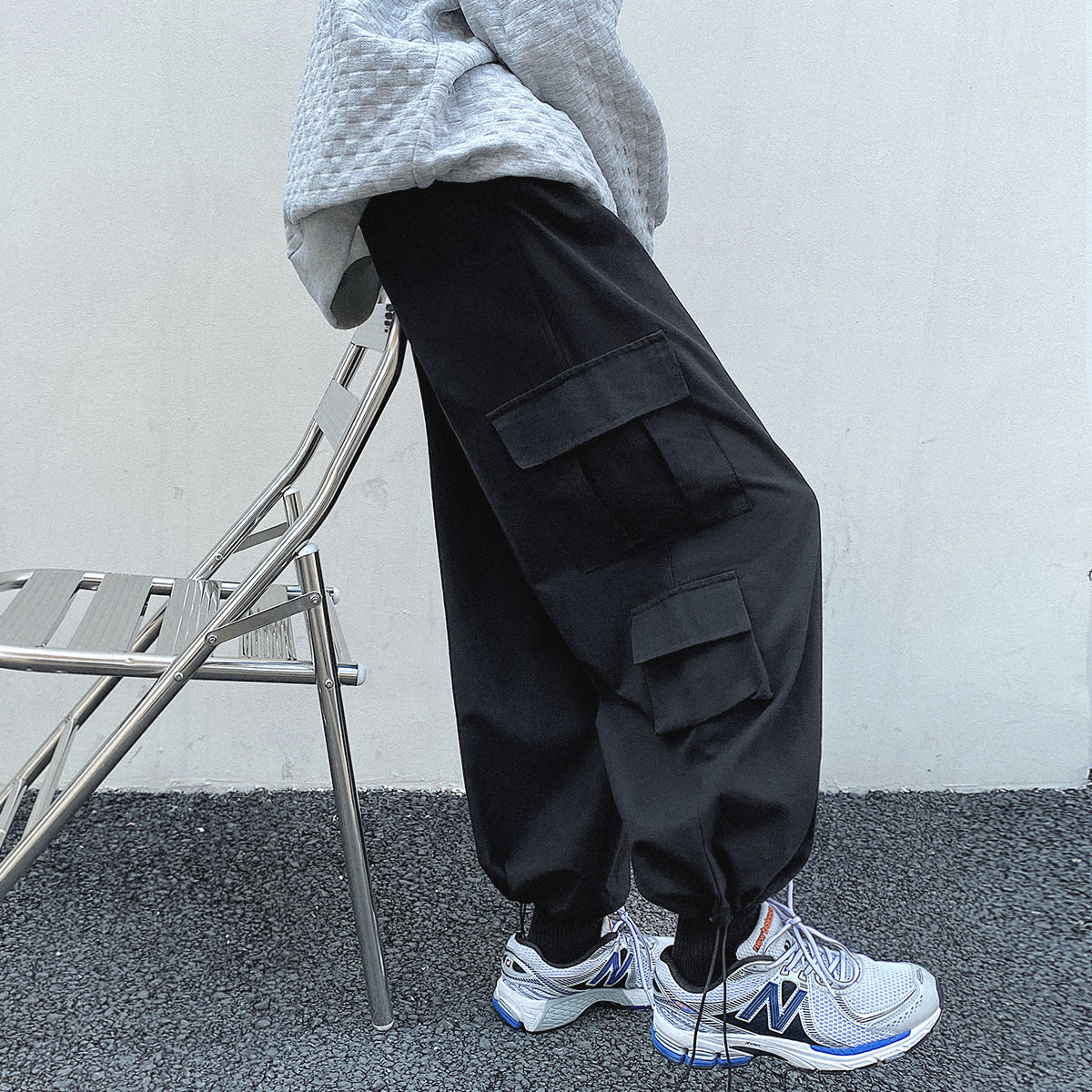 Pocket Tooling Trousers Men Plus Fat Plus Size Loose Straight Plus Trousers Trendy Brand Fat Spring New Japanese Style