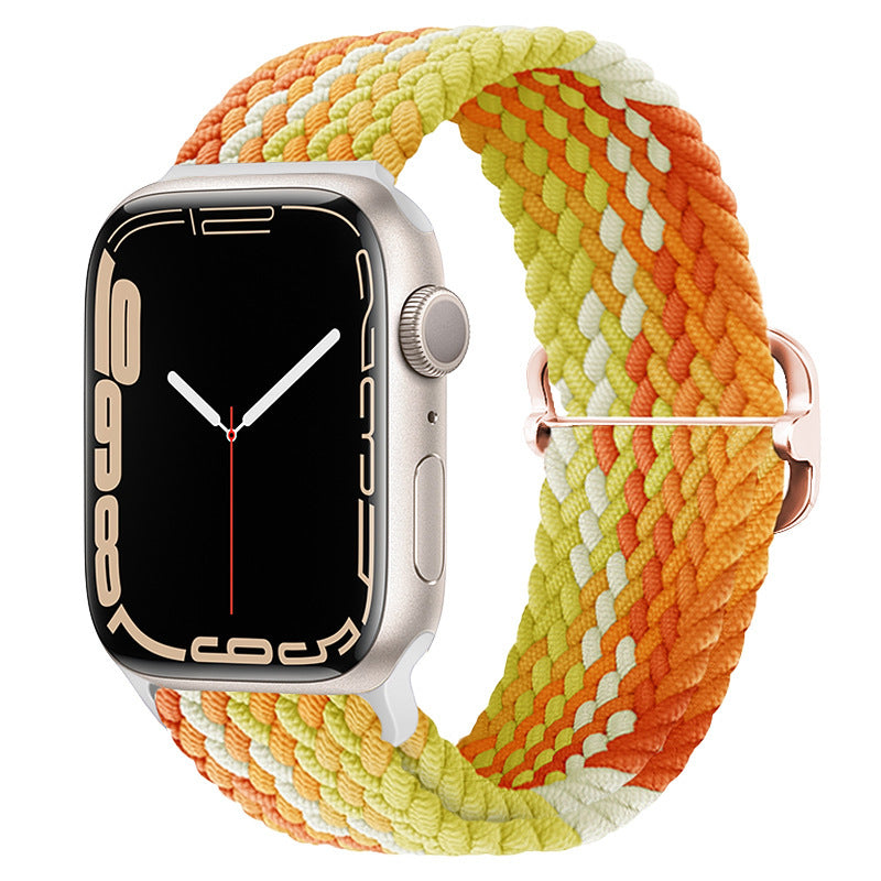 Casual Nylon Braided Elastic Integrated Sliding Buckle Iwatch Watch Strap