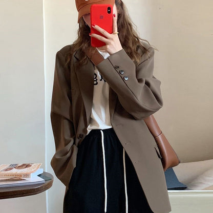 Suit Women&amp;#039;s Spring And Autumn New Student Casual Popular Oversize Black Small Temperament Suit Jacket