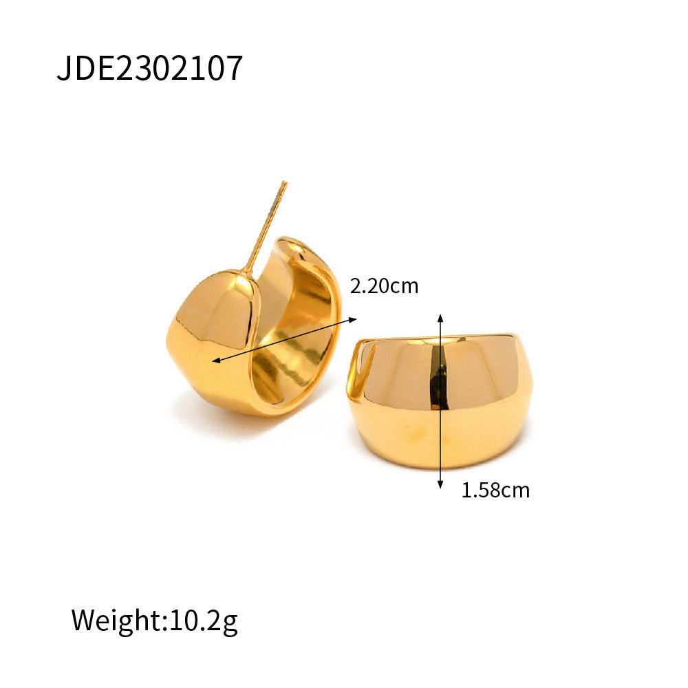 High Design Sense 18K Gold Chubby Water Drop Titanium Steel Earrings INS Female Fashion Joker Geometric Earrings Wholesale