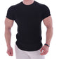 Muscle Boy Cotton Elastic Short-sleeved Men&#039;s Summer Solid Color Sports T-shirt Fitness Sweat-absorbing Round Neck T-shirt