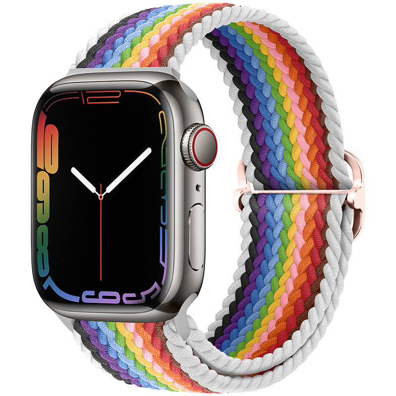 Casual Nylon Braided Elastic Integrated Sliding Buckle Iwatch Watch Strap