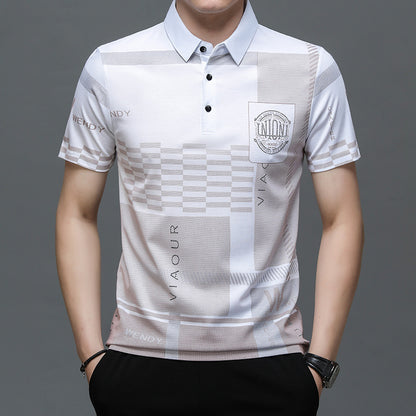 T-shirt POLO à manches courtes pour hommes, ample et respirant, imprimé à revers, nouvelle collection d'été 