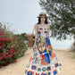 Color Printing One-shoulder Sleeveless Beach Long Dress