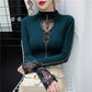 Padded Double-sided Velvet Half High Collar Rhinestone Long Sleeve Slim Base Shirt Jacket T-shirt A Generation Of Hair