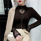 Padded Double-sided Velvet Half High Collar Rhinestone Long Sleeve Slim Base Shirt Jacket T-shirt A Generation Of Hair