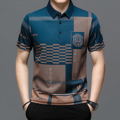 T-shirt POLO à manches courtes pour hommes, ample et respirant, imprimé à revers, nouvelle collection d'été 
