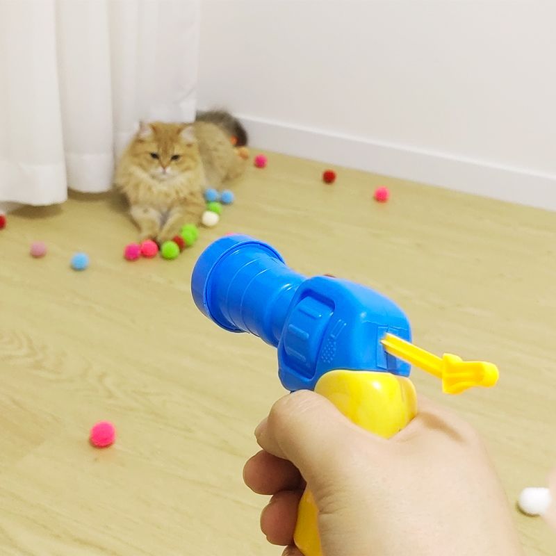 Cat Plush Ball Toy Launching Gun Relieves Bore Self-Hi Mute Ball