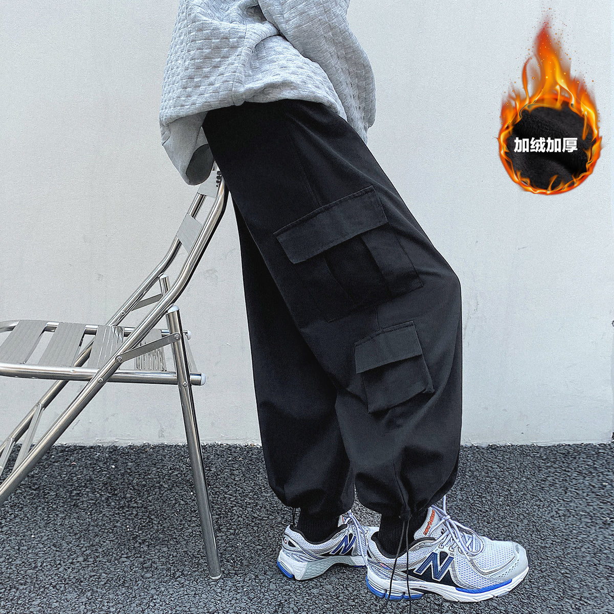 Pocket Tooling Trousers Men Plus Fat Plus Size Loose Straight Plus Trousers Trendy Brand Fat Spring New Japanese Style