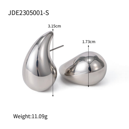 High Design Sense 18K Gold Chubby Water Drop Titanium Steel Earrings INS Female Fashion Joker Geometric Earrings Wholesale