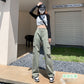 Khaki Overalls Women's Small Straight Narrow Version Wide-leg Pants High Waist Slim Loose Casual Trousers Spring Trendy