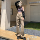 Khaki Overalls Women's Small Straight Narrow Version Wide-leg Pants High Waist Slim Loose Casual Trousers Spring Trendy