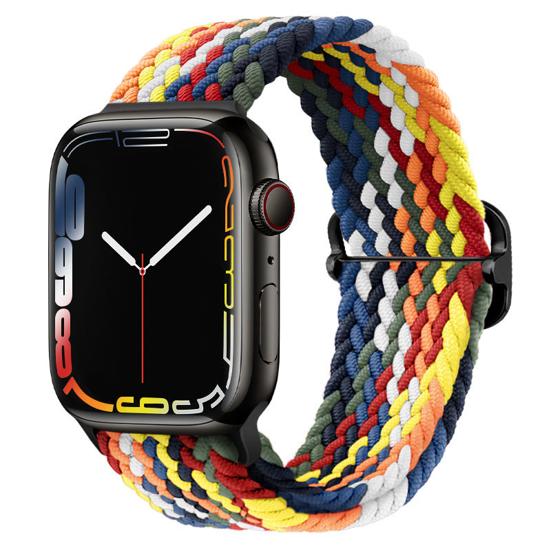 Casual Nylon Braided Elastic Integrated Sliding Buckle Iwatch Watch Strap