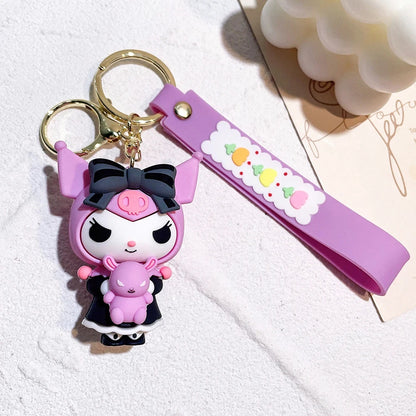 Anime Sanrio Hello Kitty Figures Keychain- Key Ring Cinnamoroll Figurine Birthday Gifts