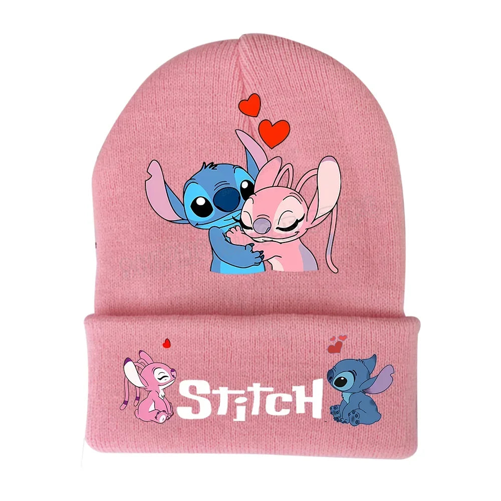 Stitch Disney Cap Wool Acrylic Knitted Caps Cartoon Anime Kids Skullcap Autumn Winter Elastic Skullies Beanies Hat Birthday Gift