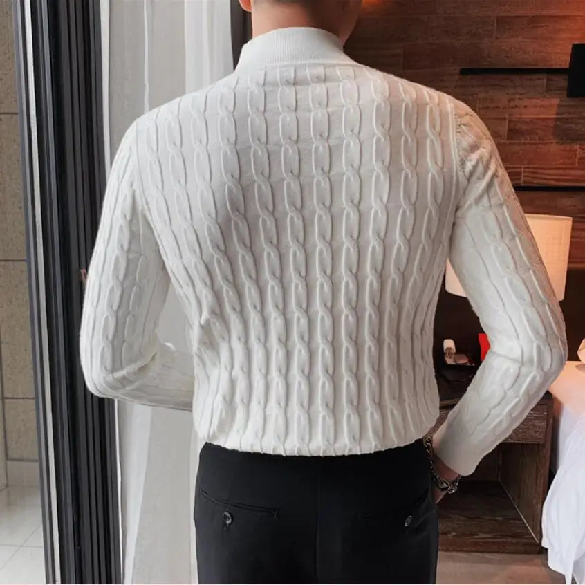 Autumn Winter Turtleneck Fashion Simple Slim Sweater Men Clothing High Collar Casual Pullovers Knit Shirt Plus size S-3XL