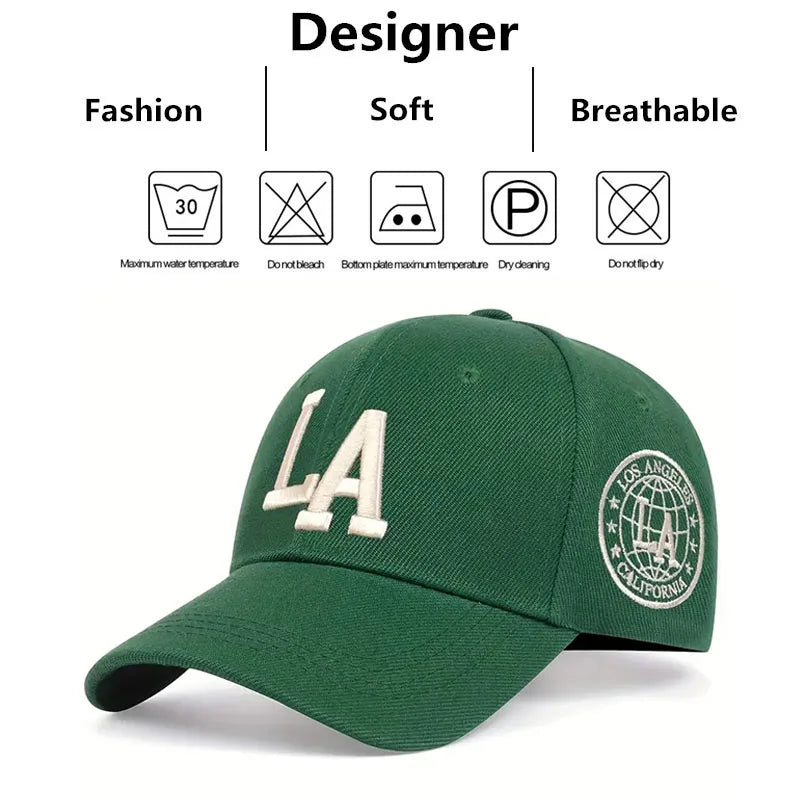 Unisex La Letter Embroidery Baseball Caps Spring and Autumn Outdoor Adjustable Casual Hats Sunscreen Hat