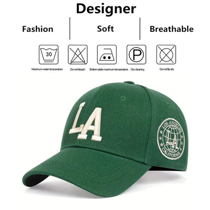 Unisex La Letter Embroidery Baseball Caps Spring and Autumn Outdoor Adjustable Casual Hats Sunscreen Hat