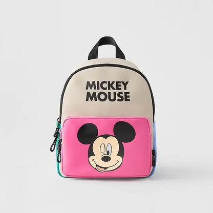 Disney Cartoon Mickey Mouse Cute Fashion Backpack Women's Minnie Canvas School Bag Fashion Large Capacity Backpack Girls Mochila