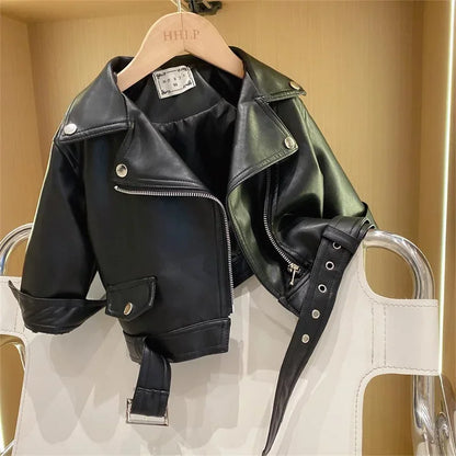 Spring Autumn Boys Leather Jackets For 2-8 Years New Classics Handsome Baby Boy Pu Outerwear Kids Clothing Zipper Fly Coats