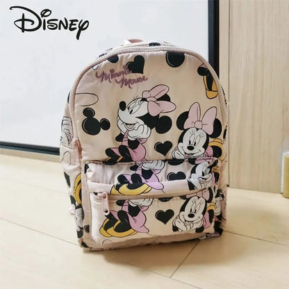 Disney Cartoon Mickey Mouse Cute Fashion Backpack Women's Minnie Canvas School Bag Fashion Large Capacity Backpack Girls Mochila