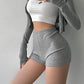 WOMONGAGA French New High Waist Tight Thin Knit Casual Sports Shorts Solid Color Stretch Fashion Women's Clothing 5TNS