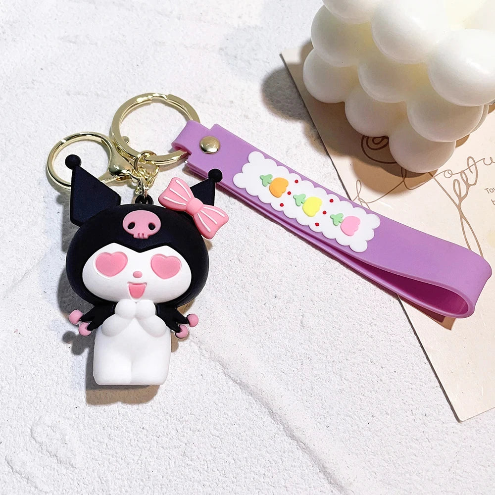 Anime Sanrio Hello Kitty Figures Keychain- Key Ring Cinnamoroll Figurine Birthday Gifts