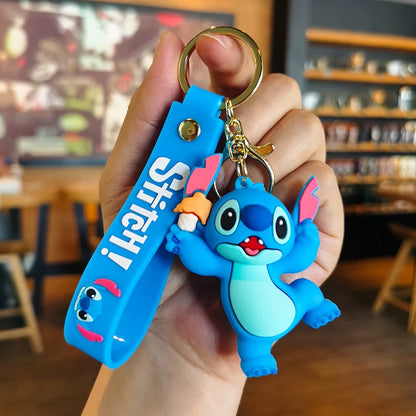 New Anime Disney Keychain Cartoon Mickey Mouse Minnie Lilo & Stitch Cute Doll Keyring Ornament Key Chain Pendant Kids Toys Gifts