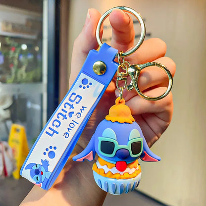 New Anime Disney Keychain Cartoon Mickey Mouse Minnie Lilo & Stitch Cute Doll Keyring Ornament Key Chain Pendant Kids Toys Gifts