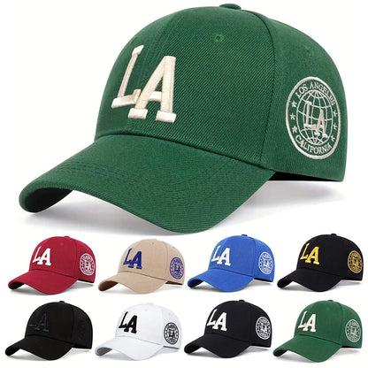 Unisex La Letter Embroidery Baseball Caps Spring and Autumn Outdoor Adjustable Casual Hats Sunscreen Hat