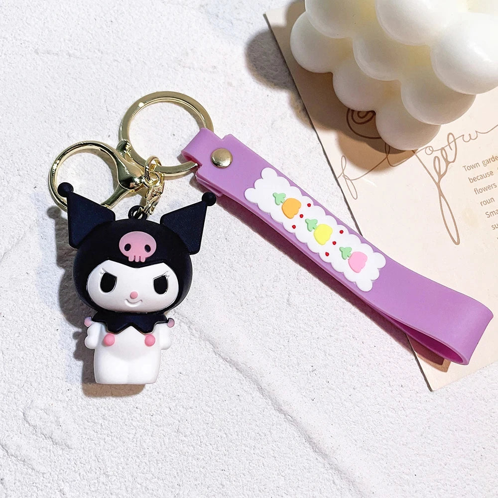 Anime Sanrio Hello Kitty Figures Keychain- Key Ring Cinnamoroll Figurine Birthday Gifts