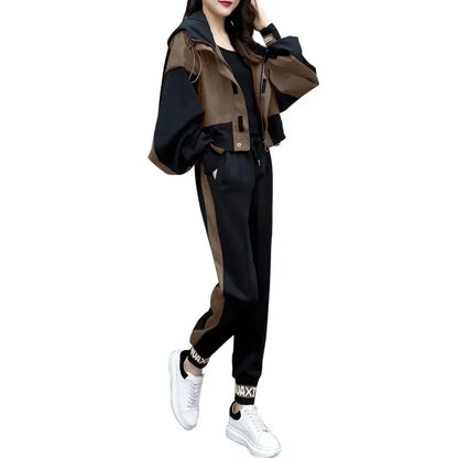 Women's Tracksuit Korean Elegant Hoodie Zipper Jacket Coat Sport Pants Two Piece Suit 2024 Spring Autumn New in Matching Set