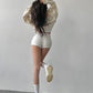 WOMONGAGA French New High Waist Tight Thin Knit Casual Sports Shorts Solid Color Stretch Fashion Women's Clothing 5TNS