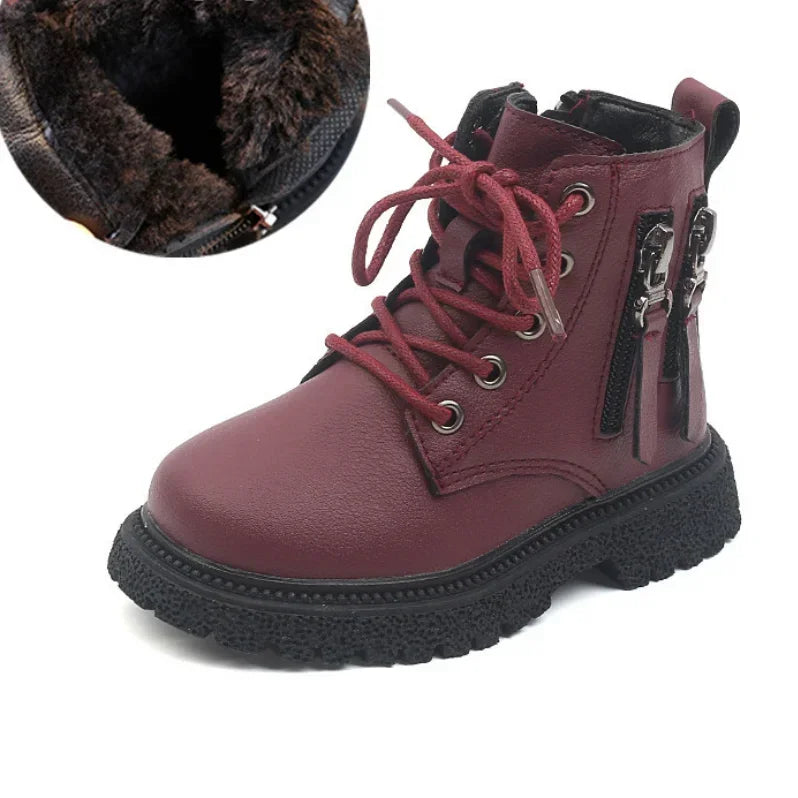 Spring Autumn Winter Ankle Boots Light Girl Platform Shoes Burgundy Beige Black Boys Short Boots Super Cozy Shoes